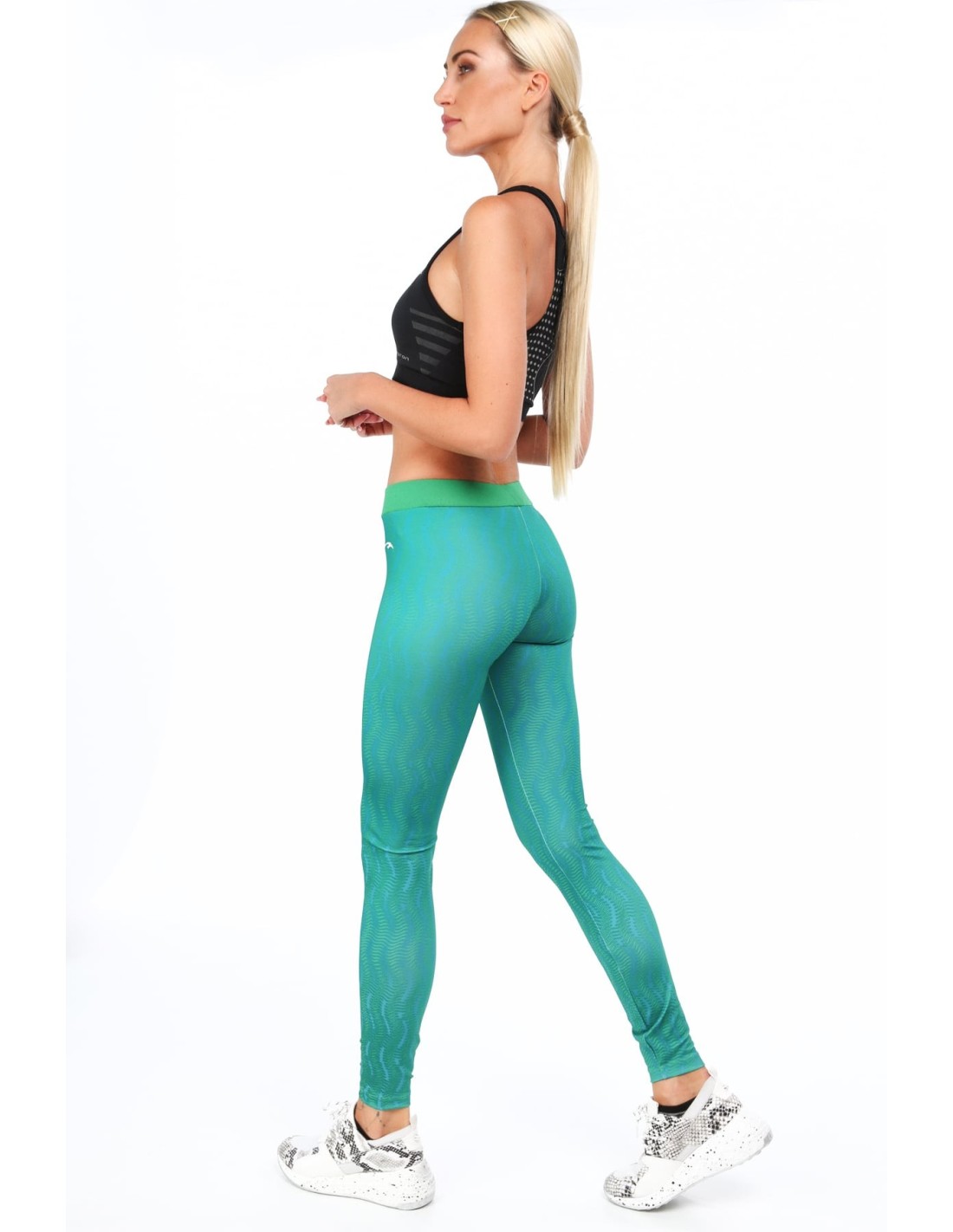 Green sports leggings with patterns MR11513 - Online store - Boutique